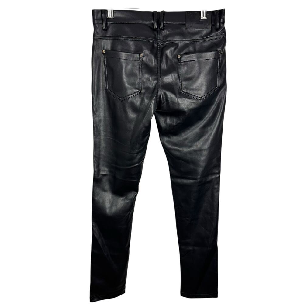 YLSK Mens Skinny Faux Leather Low Rise Pants Suede Lined Sz 28 Edgy Indie Goth - Picture 12 of 12